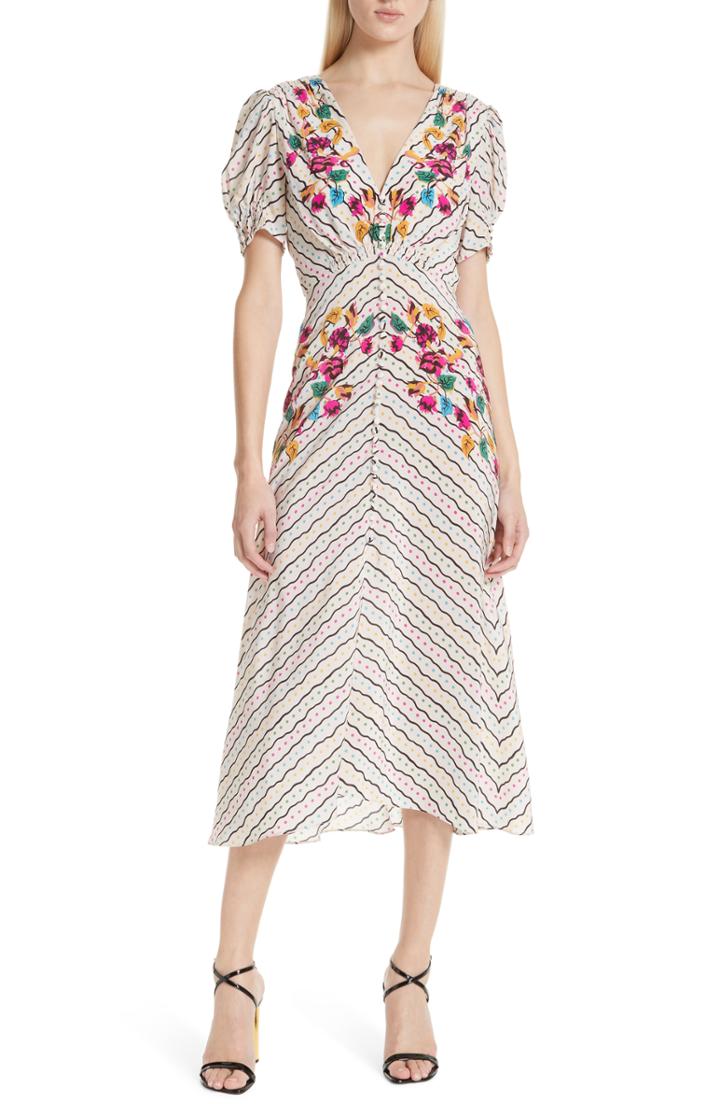 Women's Saloni Lea Silk Midi Dress - White