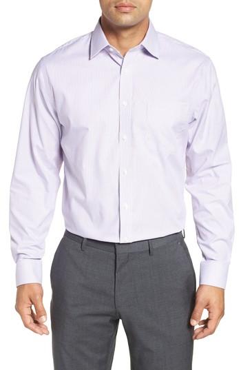 Men's Nordstrom Men's Shop Traditional Fit Non-iron Stripe Dress Shirt 34/35 - Purple