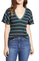Women's All In Favor Stripe Flutter Sleeve Tee - Blue