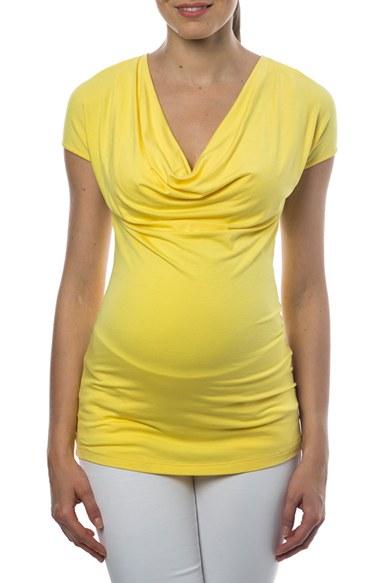 Women's Pietro Brunelli 'ginestra' Cowl Neck Maternity/nursing Tunic - Yellow