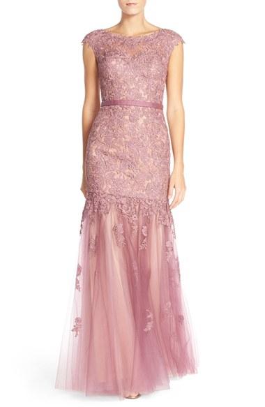 Women's La Femme Lace & Tulle Mermaid Gown