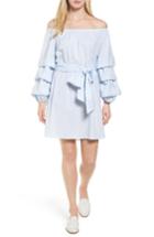 Women's Halogen Poplin Off The Shoulder Dress - Blue