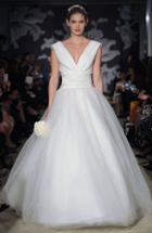 Women's Carolina Herrera 'chloe' V-neck Georgette & Tulle Ballgown