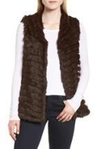 Women's La Fiorentina Genuine Rabbit Fur & Acrylic Knit Vest - Brown