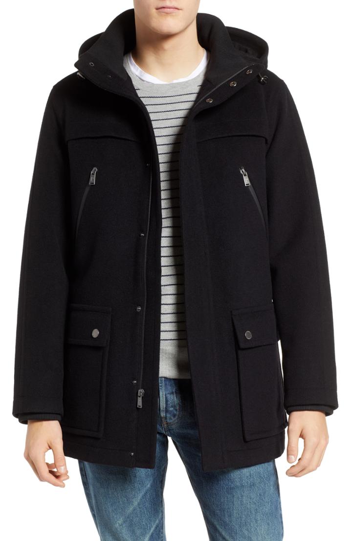 Men's Pendleton Bainbridge Water Repellent Wool Blend Metro Coat - Black