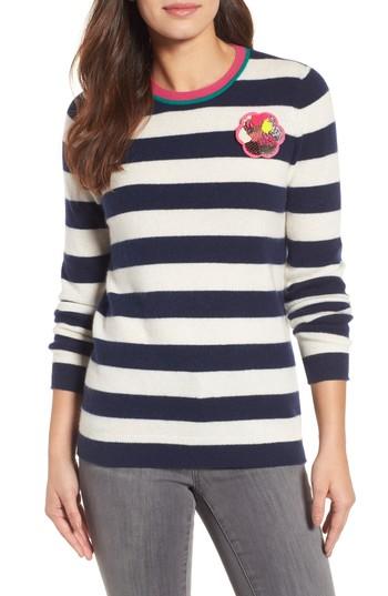 Women's Halogen Stripe Cashmere Sweater - Ivory