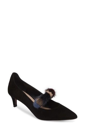 Women's Donald J Pliner Blake Genuine Mink Fur Pump .5 M - Black