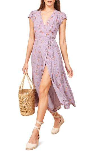 Women's Reformation Carina Midi Wrap Dress - Purple