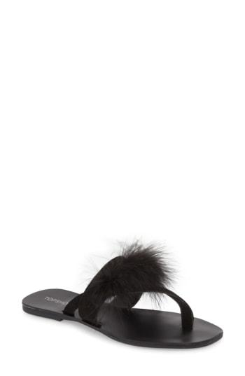 Women's Topshop Holly Fluff Slide Sandal .5us / 35eu M - Black