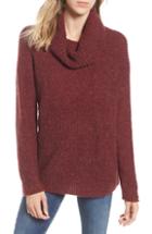 Women's Caslon Mix Stitch Funnel Neck Wool Blend Sweater, Size - Black