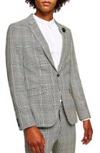 Men's Topman Skinny Fit Houndstooth Suit Jacket R - Grey