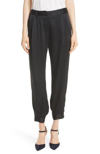 Women's Nili Lotan Bertina Pleated Crop Pants - Black