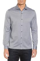 Men's Bugatchi Print Knit Sport Shirt - Grey