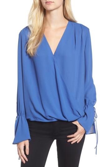 Women's Trouve Surplice Tie Sleeve Top - Blue