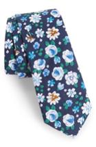 Men's Nordstrom Men's Shop Frenso Floral Cotton Skinny Tie, Size - Blue