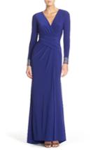 Women's Vince Camuto Embellished Sleeve Jersey Gown - Blue