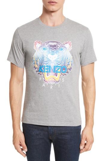 Men's Kenzo Rainbow Tiger Graphic T-shirt - Grey
