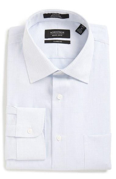 Men's Nordstrom Men's Shop Classic Fit Non-iron Check Dress Shirt 32 - Blue
