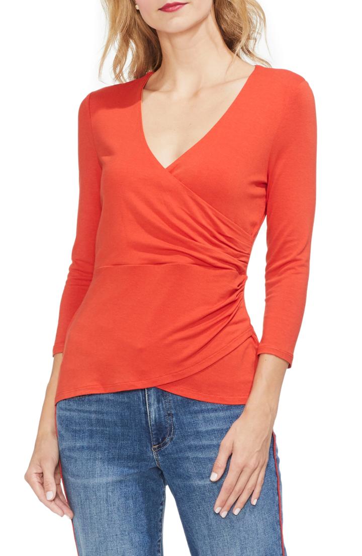 Women's Vince Camuto Faux Wrap Top - Red