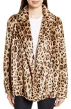 Women's Theory Clairene Leopard Print Faux Fur Coat