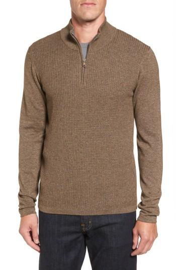 Men's Zachary Prell Higgins Quarter Zip Sweater, Size - Brown