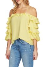 Women's 1.state Tiered Ruffle Sleeve Off The Shoulder Top, Size - Black