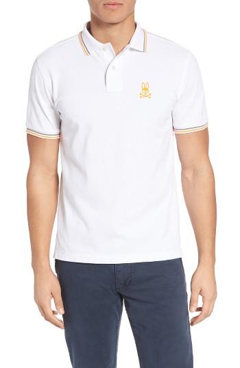 Men's Psycho Bunny Neon Bunny Pique Polo (xs) - White