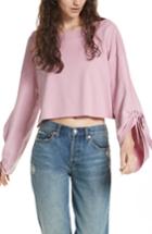 Women's Free People Holala Statement Sleeve Crop Sweatshirt - Pink