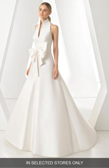 Women's Rosa Clara Dores Halter Neck Ballgown, Size - Ivory