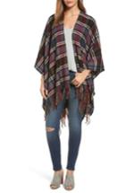 Women's Shiraleah Millie Plaid Cape, Size - Black