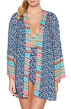 Women's Laundry By Shelli Segal Patchwork Floral Cover-up Kimono - Blue