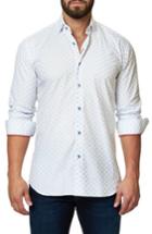 Men's Maceoo Trim Fit Fish Print Sport Shirt (s) - White