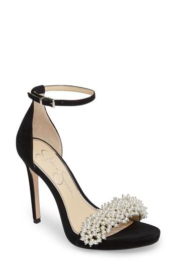 Women's Jessica Simpson Rusley Imitation Pearl Sandal .5 M - Black
