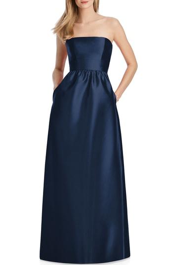 Women's Lela Rose Bridesmaid Strapless Sateen Gown - Blue