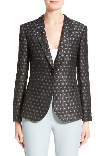 Women's Armani Collezioni Polka Dot Jacquard Jacket Us / 40 It - Grey