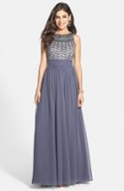 Women's Js Collections Embellished Chiffon Gown - Grey