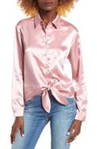 Women's Leith Satin Tie Front Blouse - Pink