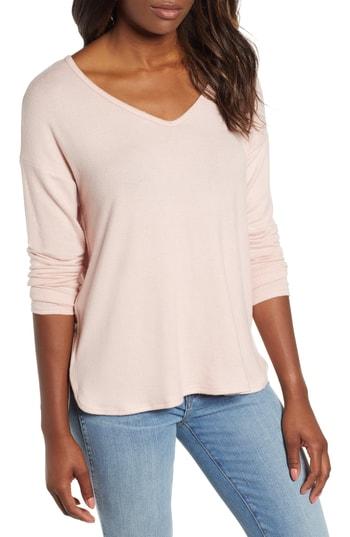 Women's Gibson Fleece V-neck Top - Pink