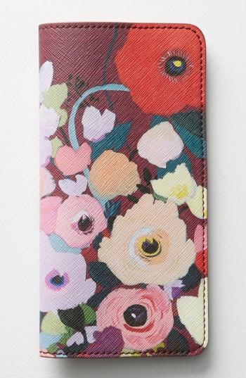 Women's Anthropologie Picturesque Florals Travel Wallet - Burgundy