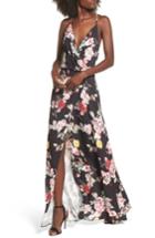 Women's Afrm Kinsely Faux-wrap Maxi Dress - Black