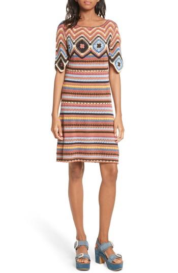 Women's See By Chloe Stripe Crochet Dress - Pink