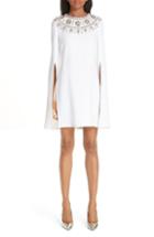 Women's Michael Kors Crystal Embellished Split Sleeve Double Crepe Sable Dress - White