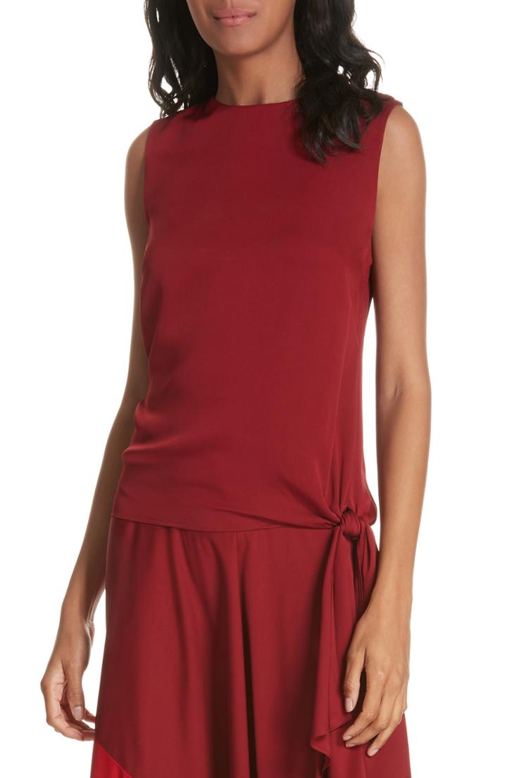 Women's Milly Jana Sleeveless Tie Stretch Silk Top