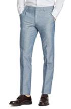 Men's Bonobos Flat Front Solid Cotton Trousers R - Blue
