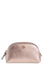 Tory Burch Robinson Small Metallic Leather Cosmetic Case, Size - Light Rose Gold