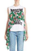 Women's Msgm Floral Fabric Muscle Tee