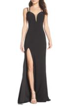 Women's La Femme Open Back Jersey Gown - Black