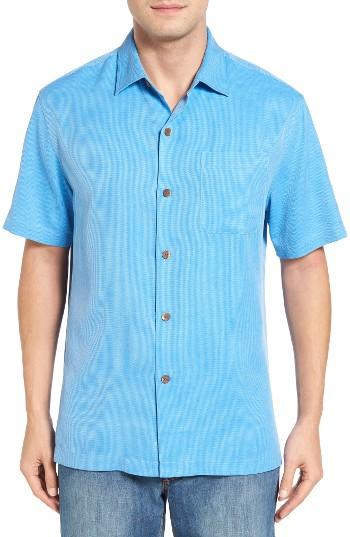 Men's Tommy Bahama Coastal San Clemente Regular Fit Silk Camp Shirt, Size - Blue