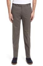 Men's Zanella Parker Flat Front Solid Stretch Cotton Trousers - Grey