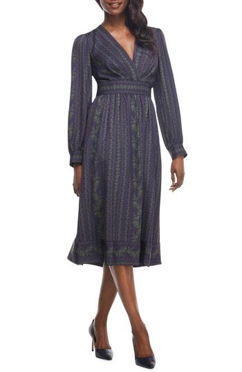 Women's Gal Meets Glam Collection Jocelyn Border Print Faux Wrap Dress - Blue/green